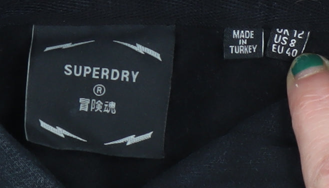 Womens UK Size 12 Superdry Black Pullover Hoodie