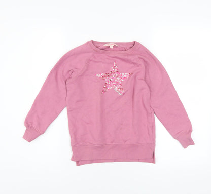 Board Angels Girls Pink Sequin Star Pullover Sweatshirt 7-8 Years