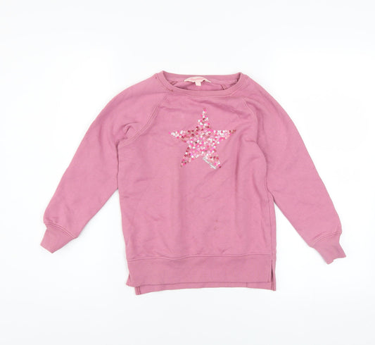 Board Angels Girls Pink Sequin Star Pullover Sweatshirt 7-8 Years