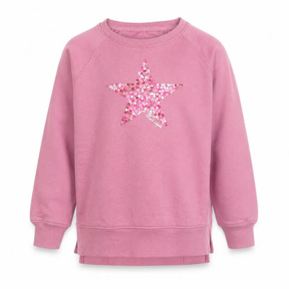 Board Angels Girls Pink Sequin Star Pullover Sweatshirt 7-8 Years