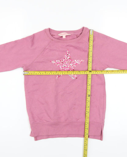 Board Angels Girls Pink Sequin Star Pullover Sweatshirt 7-8 Years
