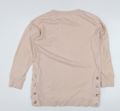 Next Girls Beige Lace Up Pullover Sweatshirt 12 Years Regular Fit
