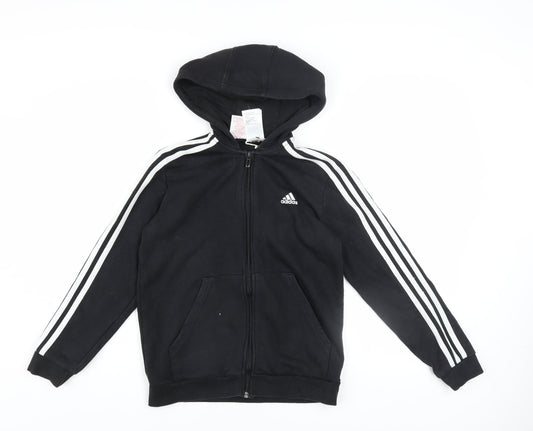 Boys UK Size 11-12 Years adidas Black Full Zip Hoodie