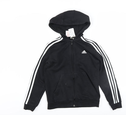 Boys UK Size 11-12 Years adidas Black Full Zip Hoodie