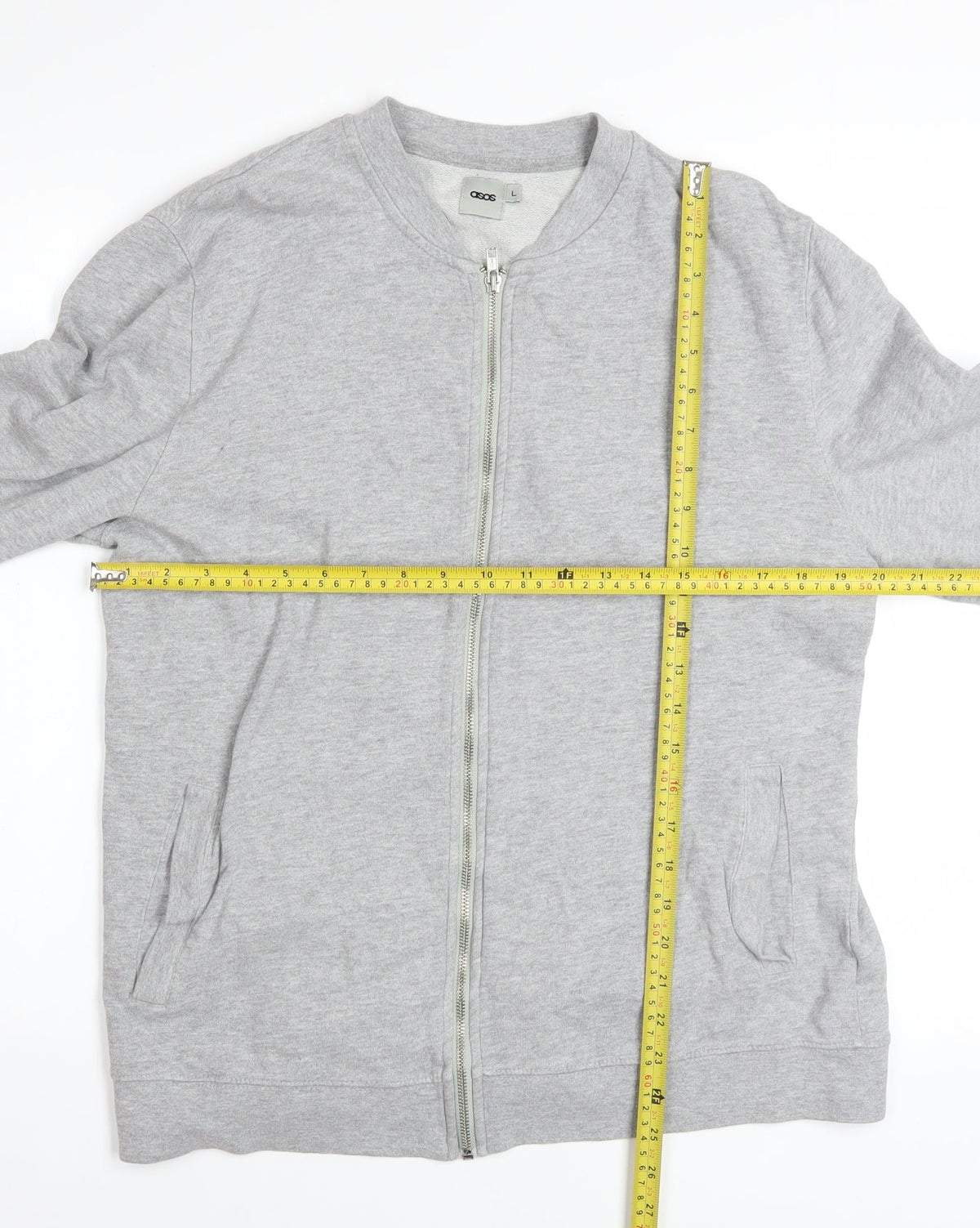 Mens UK Size L ASOS Grey Full Zip Sweatshirt