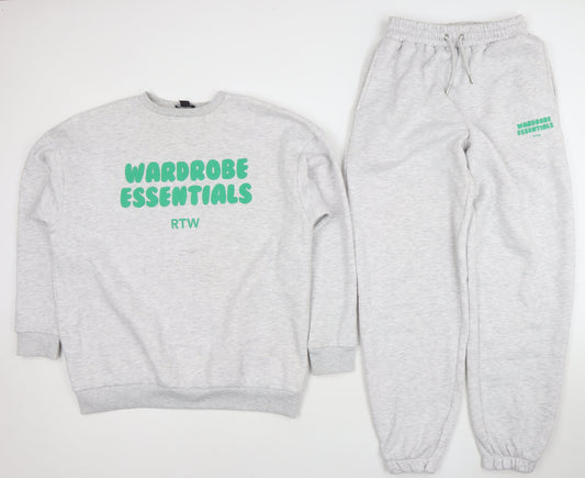 Boohoo Women Grey XS Fleece Tracksuit Set Wardrobe Essentials