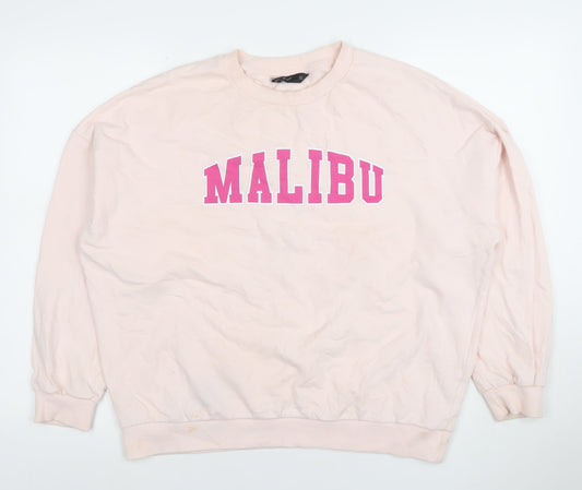 Womens UK Size 12 F&F Pink Pullover Sweatshirt
