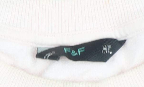 Womens UK Size 12 F&F Pink Pullover Sweatshirt