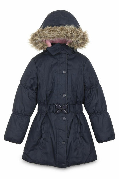 Millie Girls Black Faux Fur Hooded Parka Coat 9 Years