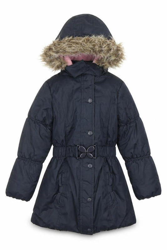 Millie Girls Black Faux Fur Hooded Parka Coat 9 Years