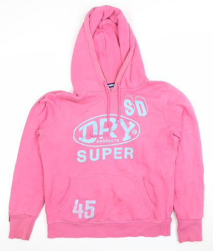 Womens UK Size M Superdry Pink Pullover Hoodie