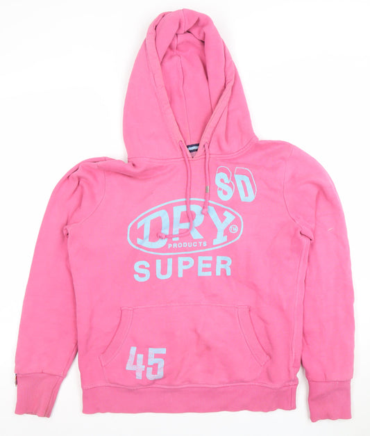 Womens UK Size M Superdry Pink Pullover Hoodie