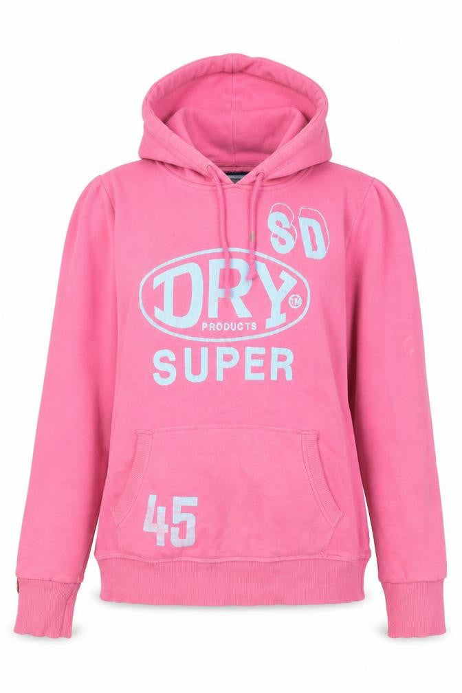 Womens UK Size M Superdry Pink Pullover Hoodie