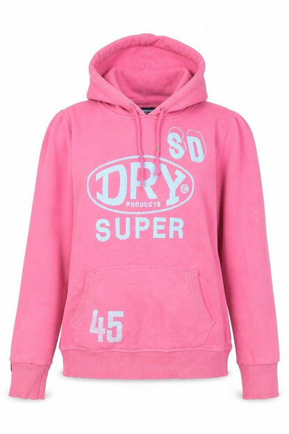 Womens UK Size M Superdry Pink Pullover Hoodie