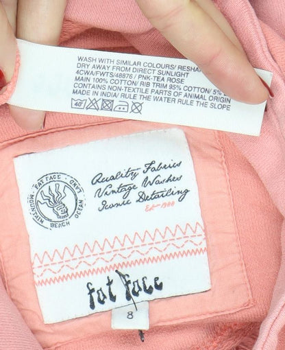 Womens UK Size 8 Fat Face Pink Full Zip Hoodie