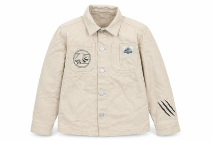 Front view of Primark boys’ beige jurassic world cotton jacket 6-7 years