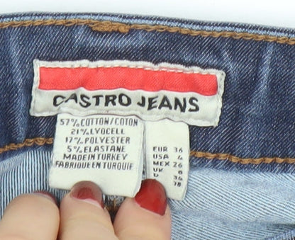 Womens UK Size 8 Castro Jeans Slim Fit Skinny Blue Jeans