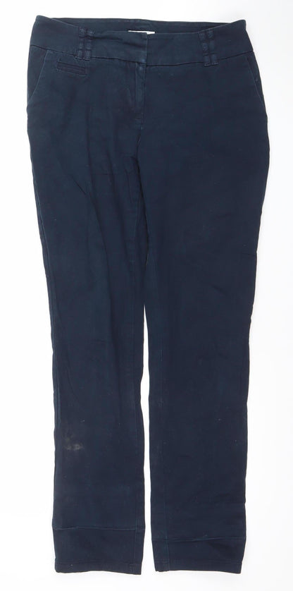 Jasper Conran Women Navy Blue Chino Trousers Size 12 Cotton Blend
