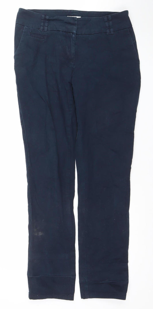 Jasper Conran Women Navy Blue Chino Trousers Size 12 Cotton Blend
