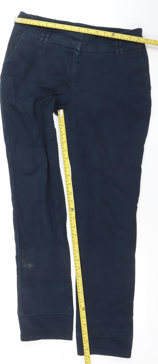 Jasper Conran Women Navy Blue Chino Trousers Size 12 Cotton Blend