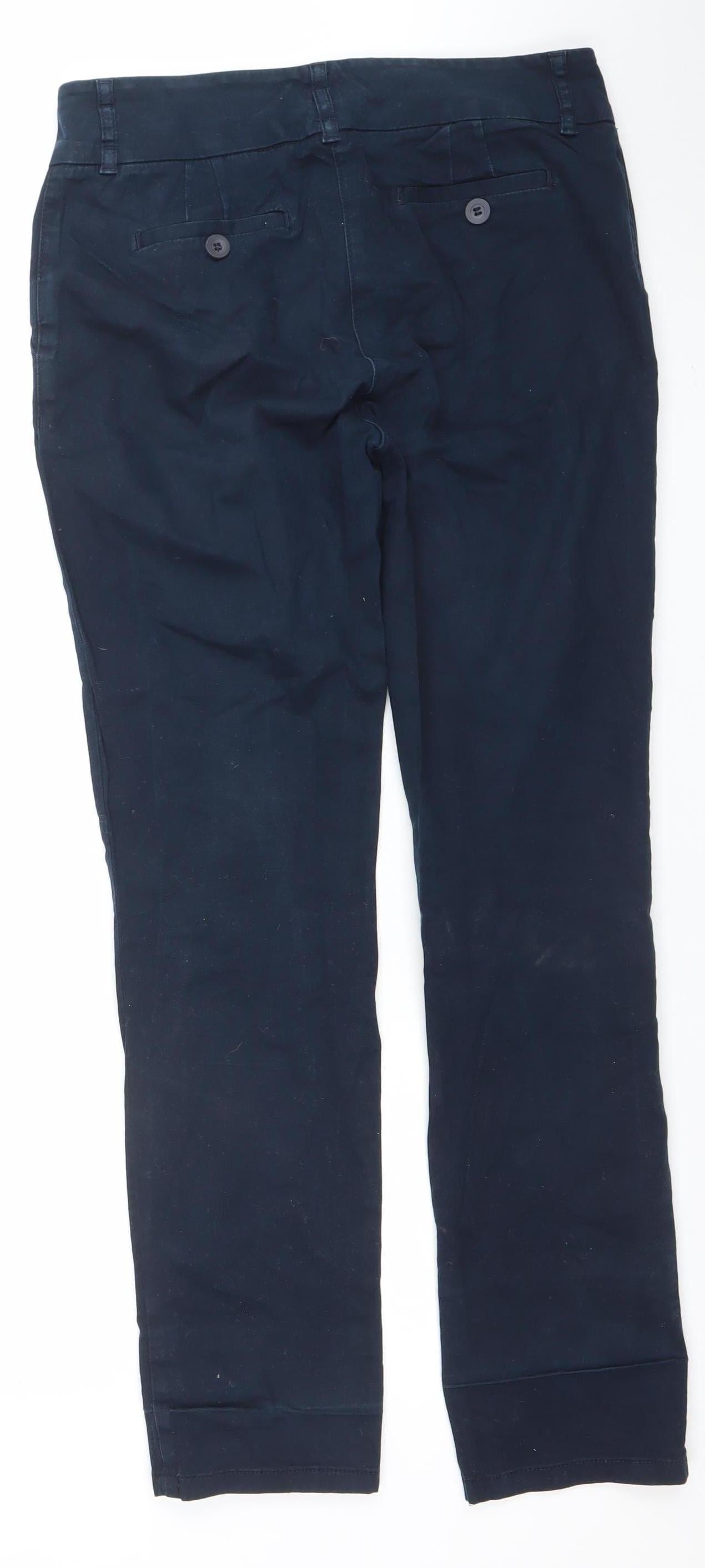 Jasper Conran Women Navy Blue Chino Trousers Size 12 Cotton Blend
