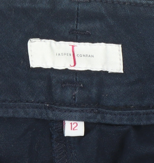 Jasper Conran Women Navy Blue Chino Trousers Size 12 Cotton Blend