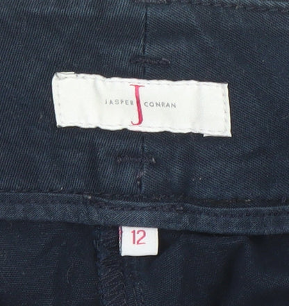 Jasper Conran Women Navy Blue Chino Trousers Size 12 Cotton Blend