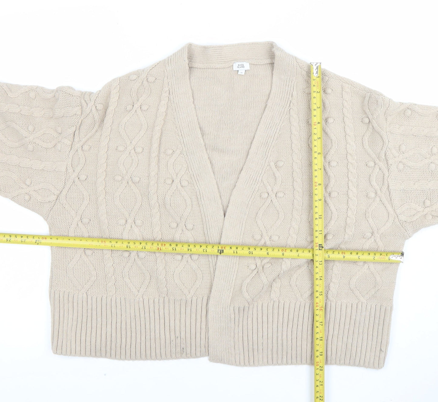 Womens UK Size M River Island Beige Cardigan Jumper