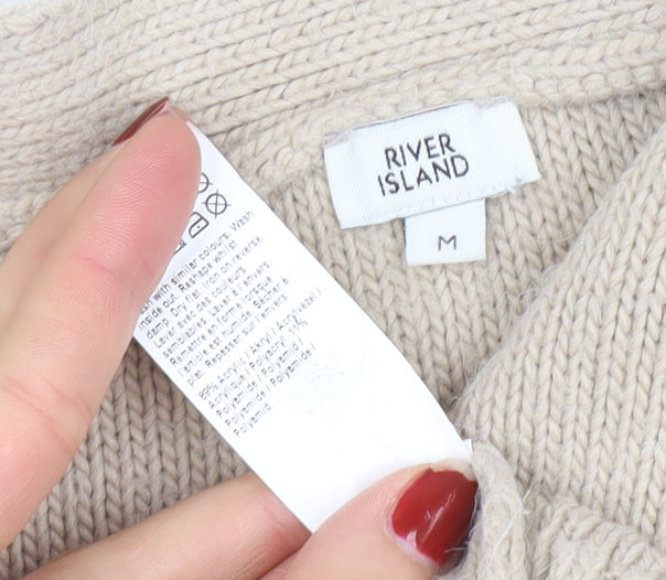 Womens UK Size M River Island Beige Cardigan Jumper