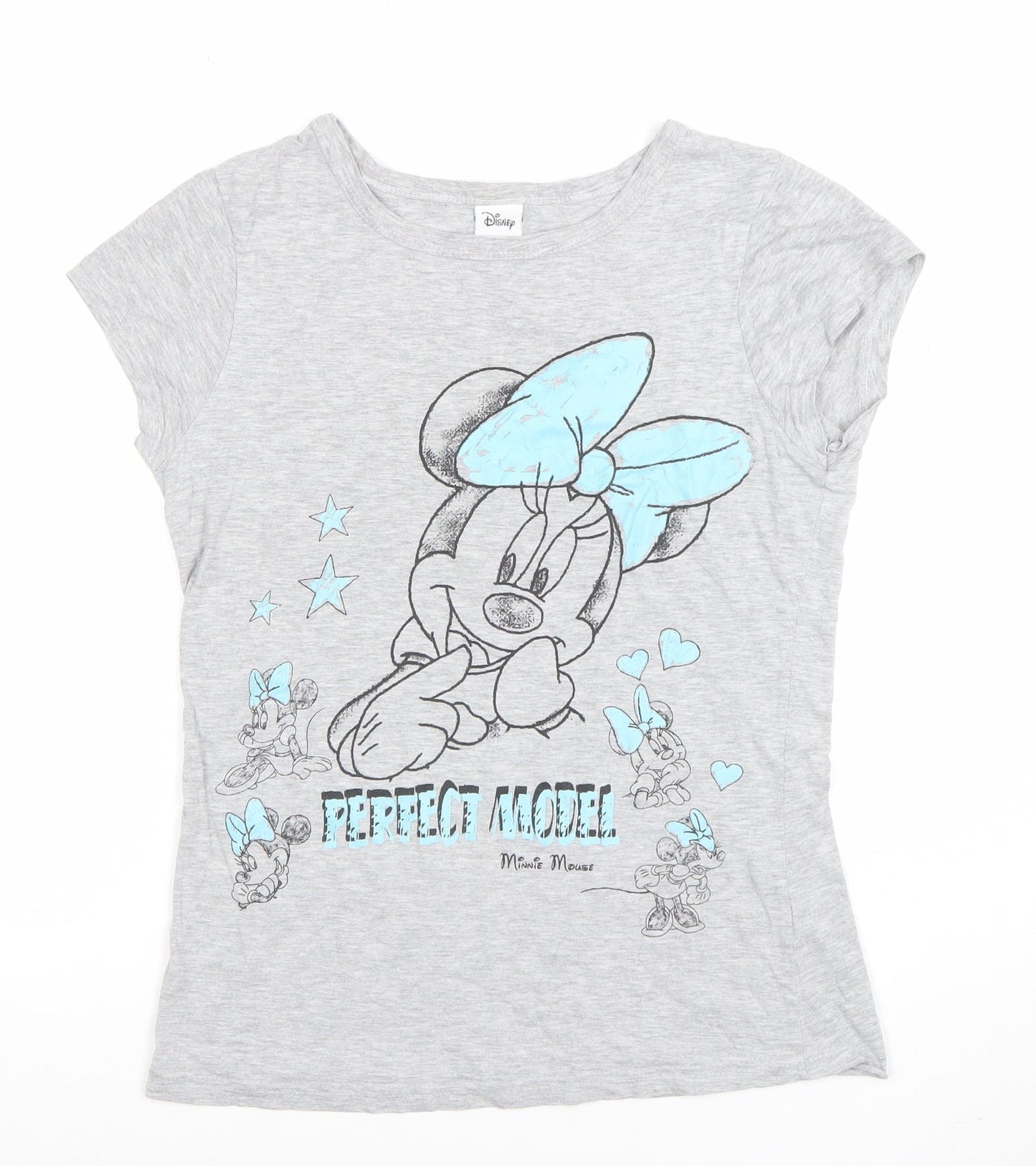 Womens UK Size 8 Disney Grey Basic T-Shirt