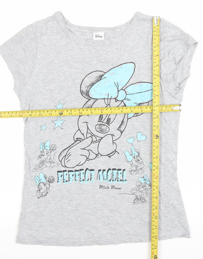 Womens UK Size 8 Disney Grey Basic T-Shirt