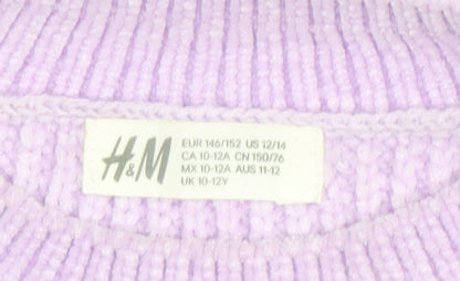 Girls UK Size 10-12 Years H&M Purple Pullover Jumper