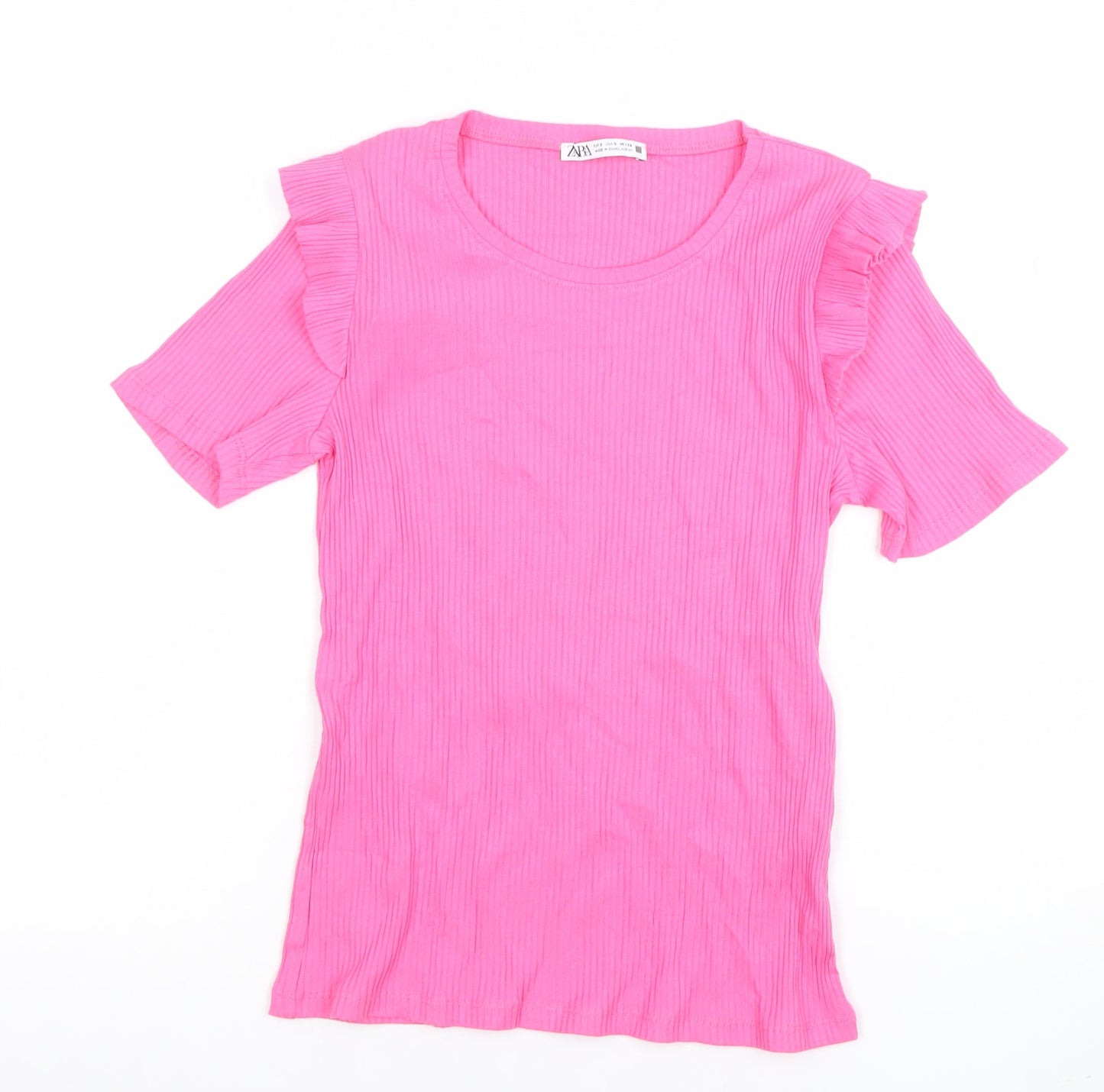 Womens UK Size S Zara Pink Basic T-Shirt