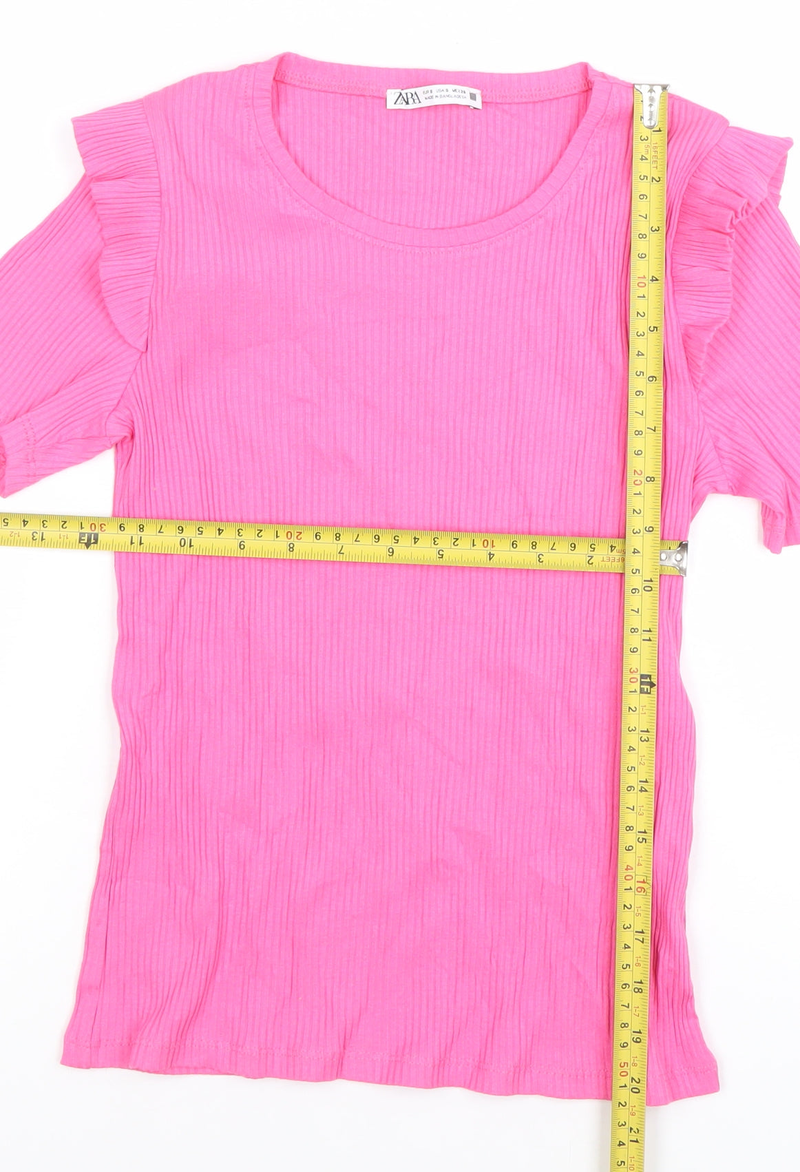 Womens UK Size S Zara Pink Basic T-Shirt
