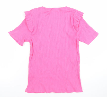 Womens UK Size S Zara Pink Basic T-Shirt