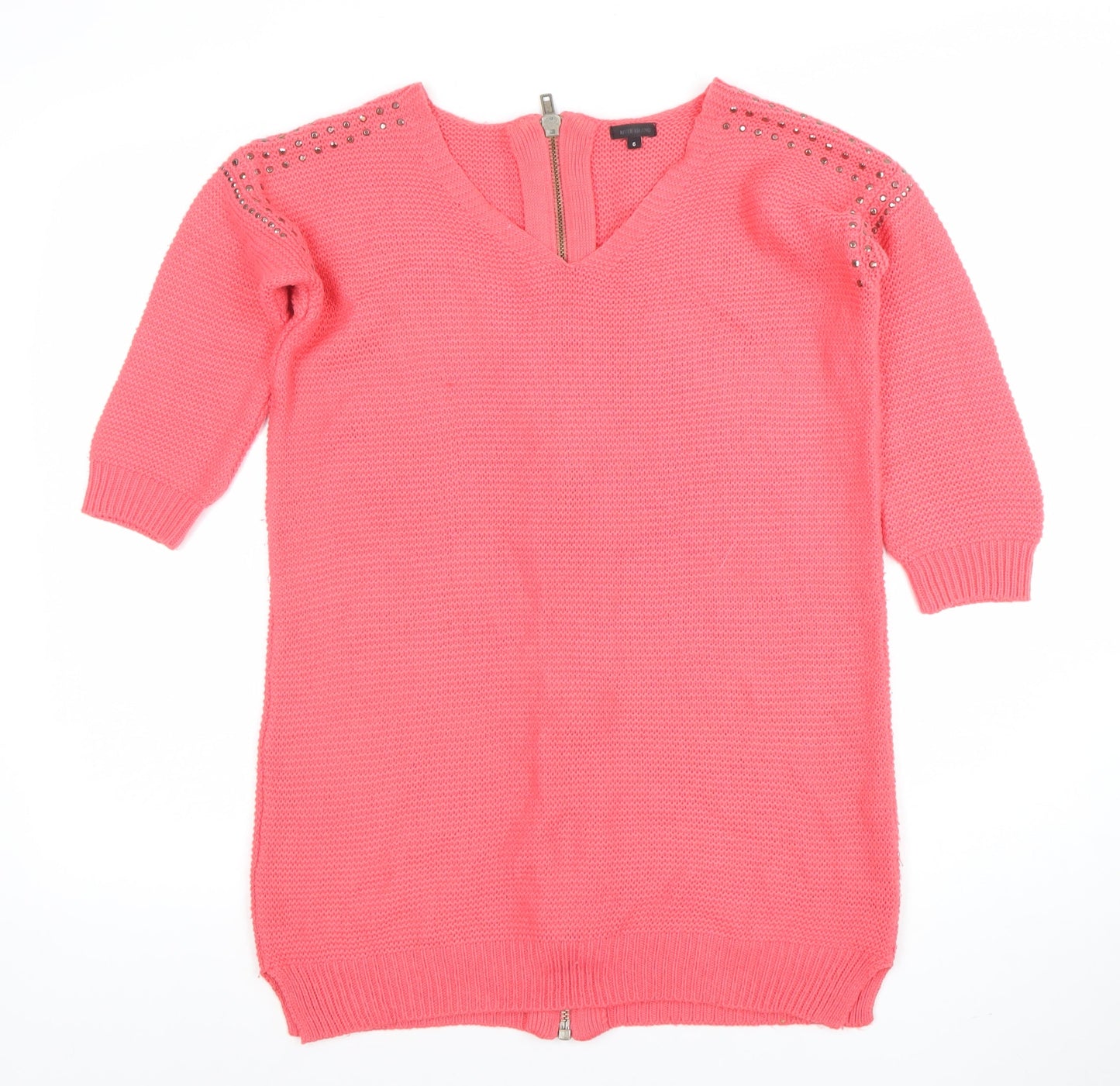 Womens UK Size 6 River Island Pink Full Zip Jumper