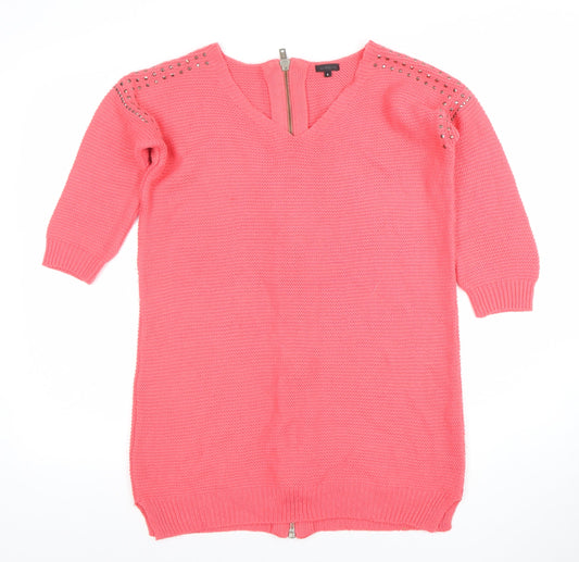 Womens UK Size 6 River Island Pink Full Zip Jumper