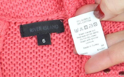 Womens UK Size 6 River Island Pink Full Zip Jumper