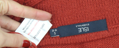 Womens UK Size S ISLE Red Pullover Jumper