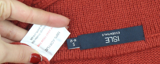 Womens UK Size S ISLE Red Pullover Jumper