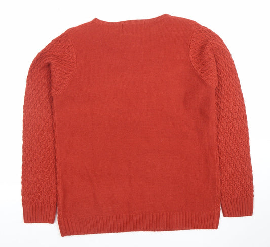 Womens UK Size S ISLE Red Pullover Jumper