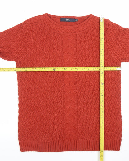 Womens UK Size S ISLE Red Pullover Jumper