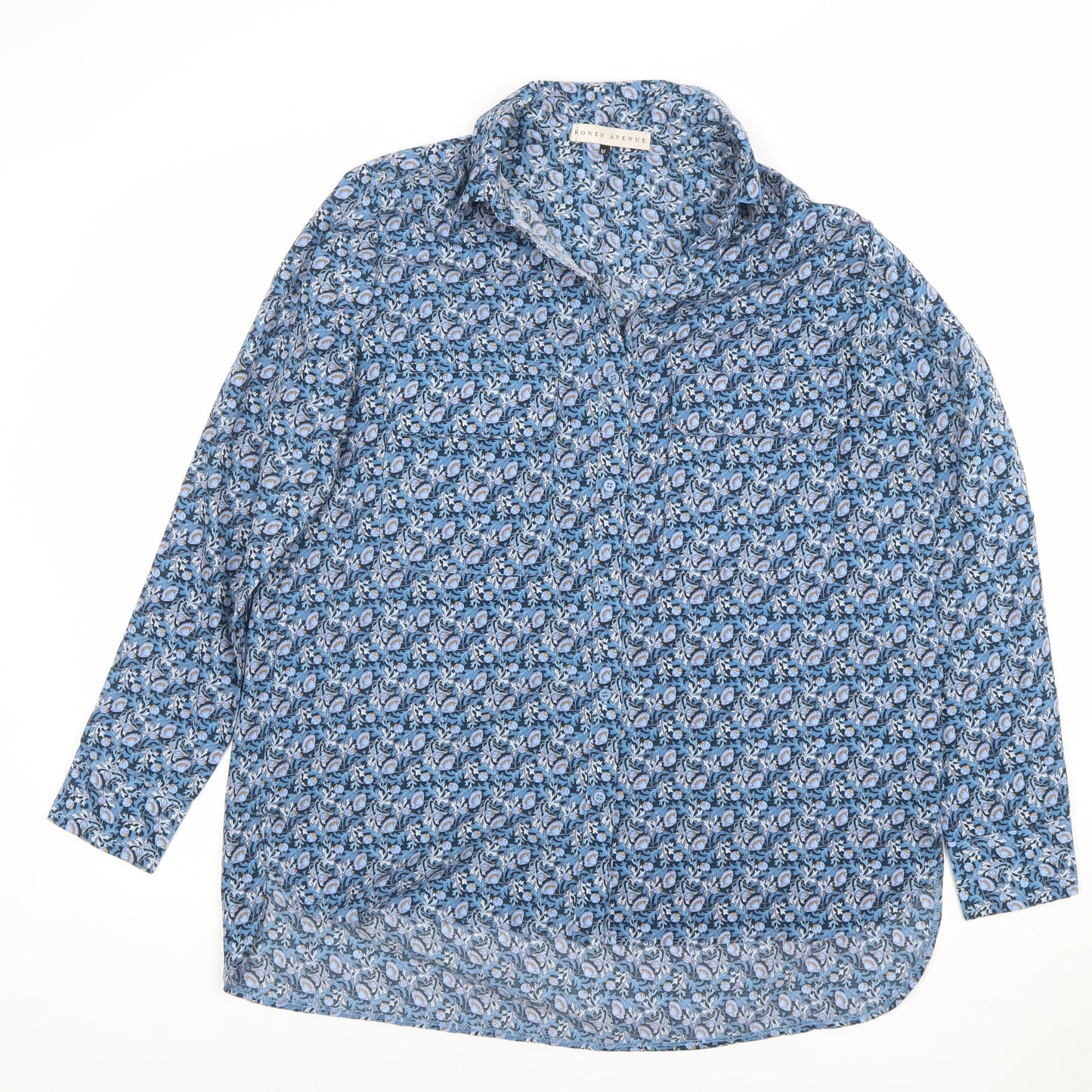 Womens UK Size M Rowen Avenue Blue Classic Button-Up