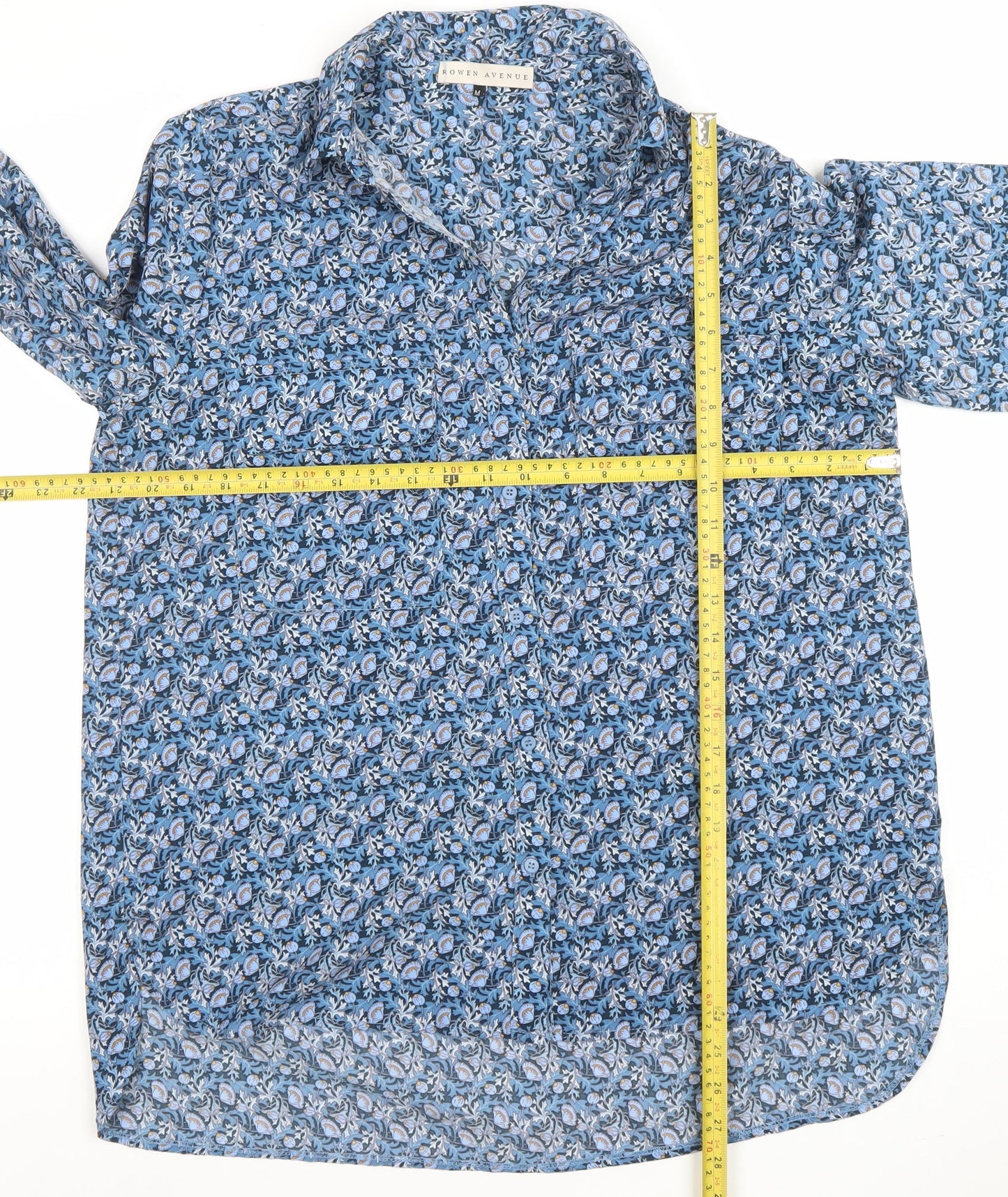 Womens UK Size M Rowen Avenue Blue Classic Button-Up