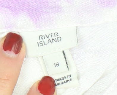Womens UK Size 18 River Island Multicoloured Basic Button-Up