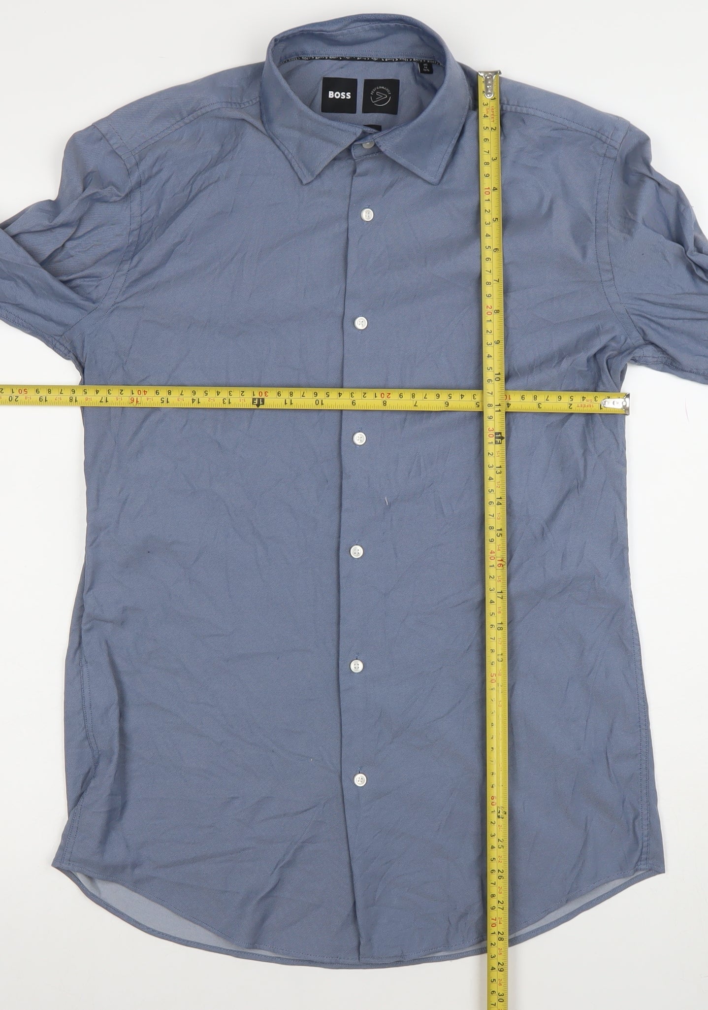 Mens UK Collar Size M Boss Smart Blue  Dress Shirt