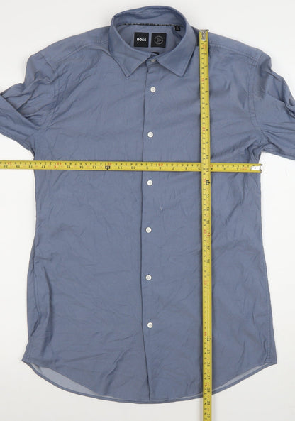 Mens UK Collar Size M Boss Smart Blue  Dress Shirt