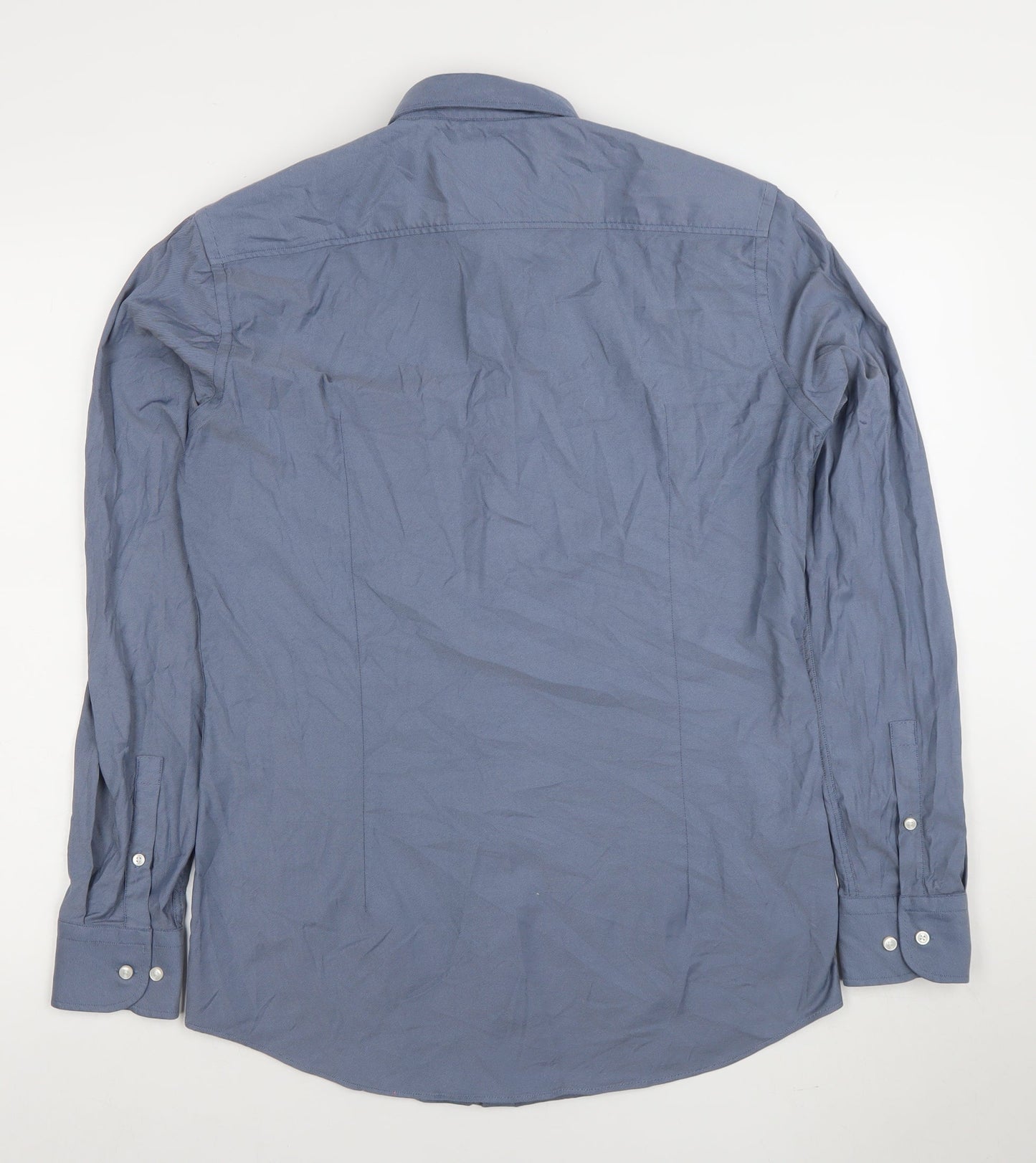 Mens UK Collar Size M Boss Smart Blue  Dress Shirt