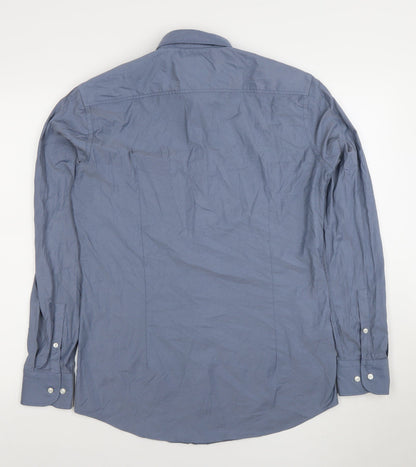 Mens UK Collar Size M Boss Smart Blue  Dress Shirt