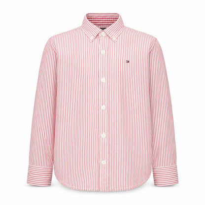 Tommy Hilfiger Boys Red Striped Cotton Button-Up Long Sleeve Shirt 6 Years